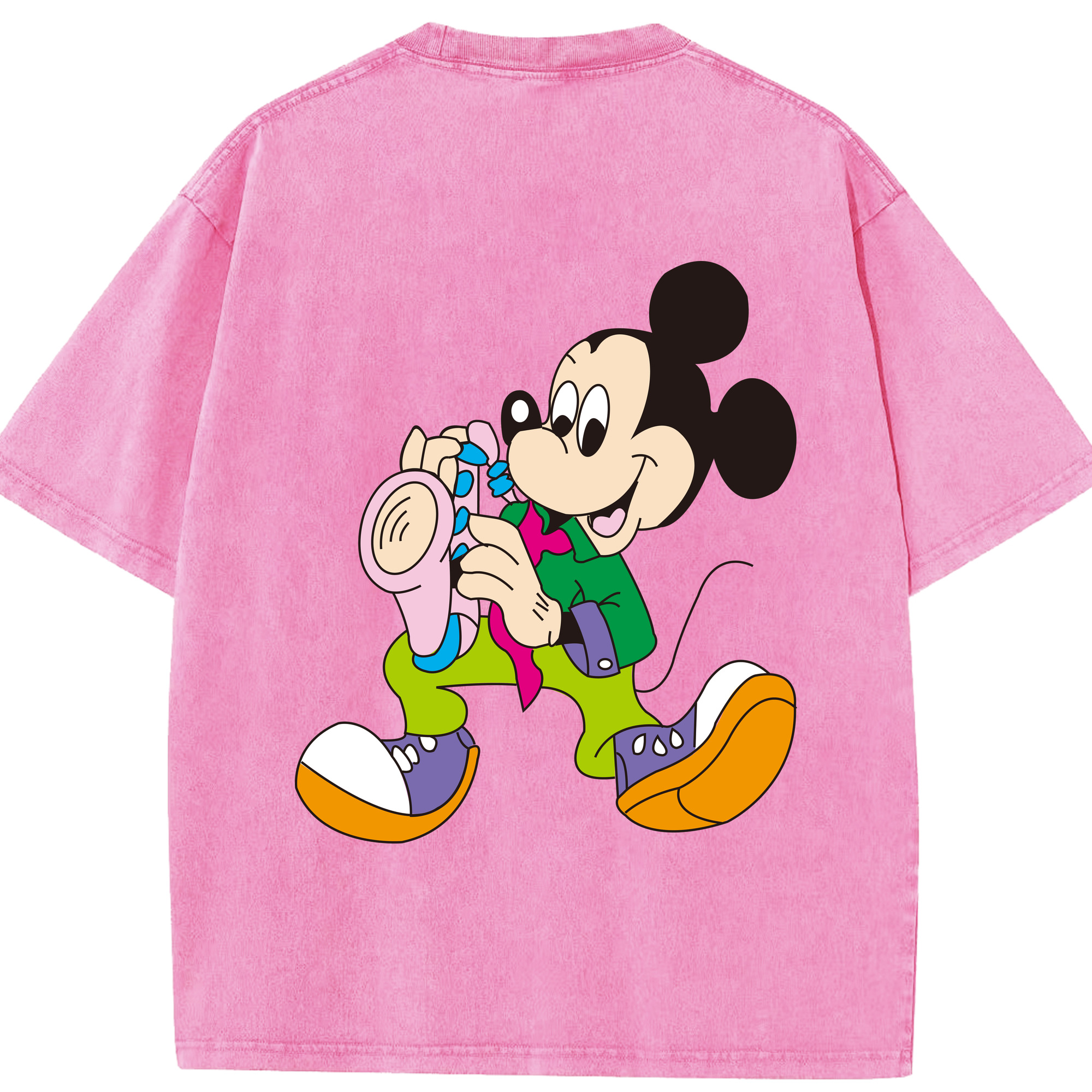 （画像用） ミッキーマウス Mickey Mouse 綿100% ヴィンテージ風 半袖Tシャツ（背面プリント）
